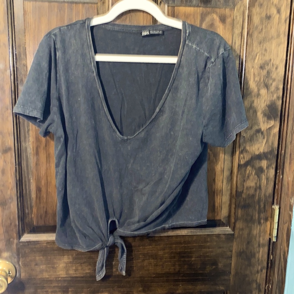 Zara blackish gray tie tee